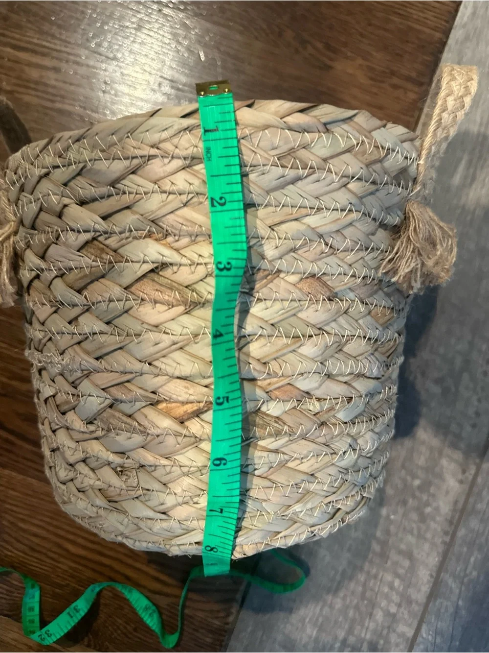 Handwoven Seagrass Storage Basket with Handles - Natural Cream & Tan